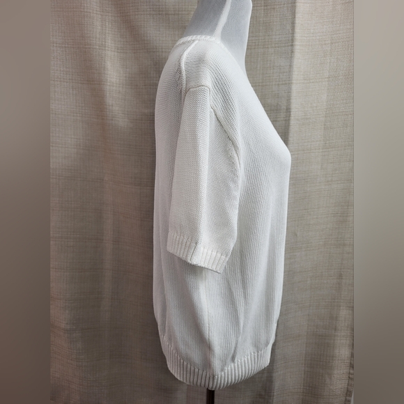 Ann Taylor Women's Ivory Round Neck Short Sleeve Knit Sweater Size XL NWOT - Picture 4 of 12